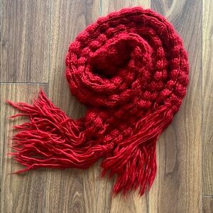 Chunky Red Knit Scarf Winter